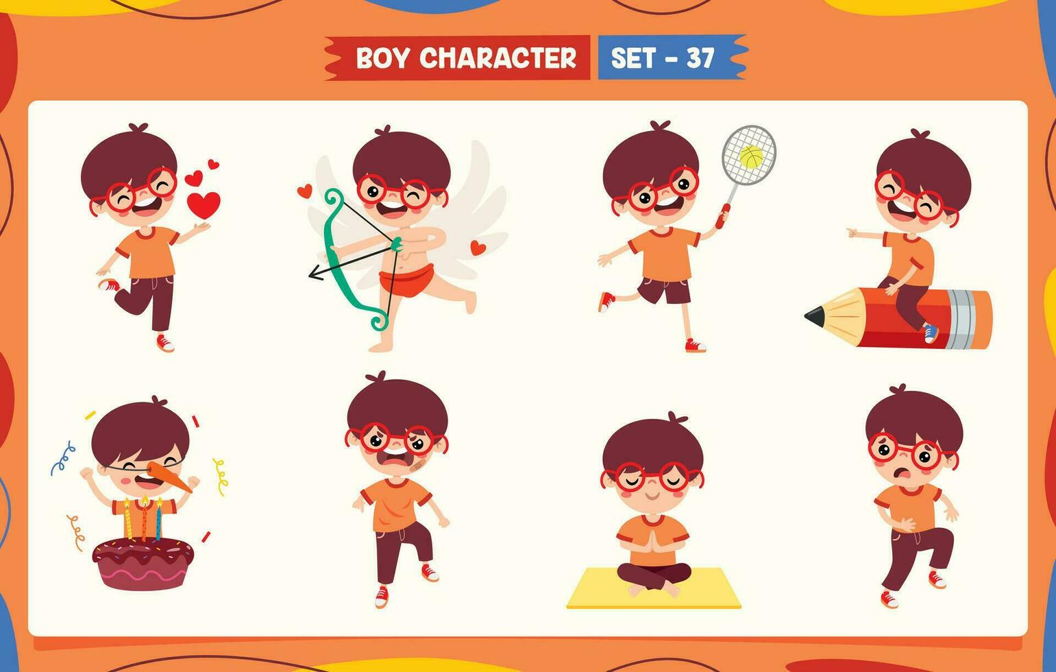 Cartoon Boy Doing Various Activities vector