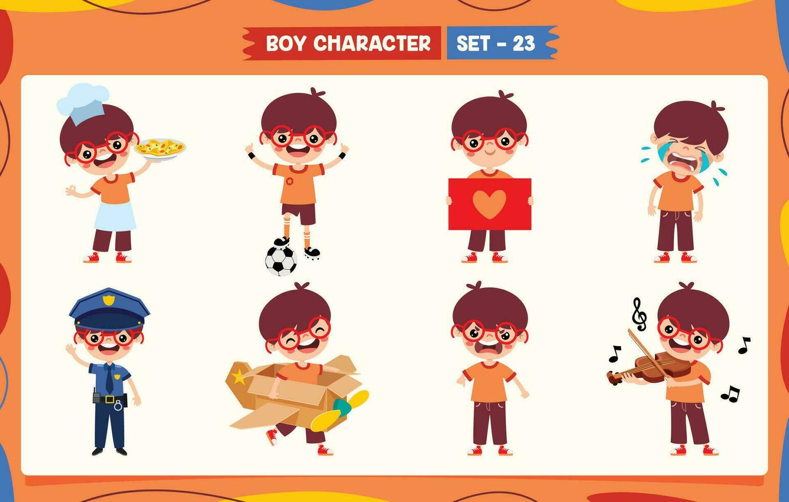 Cartoon Boy Doing Various Activities vector