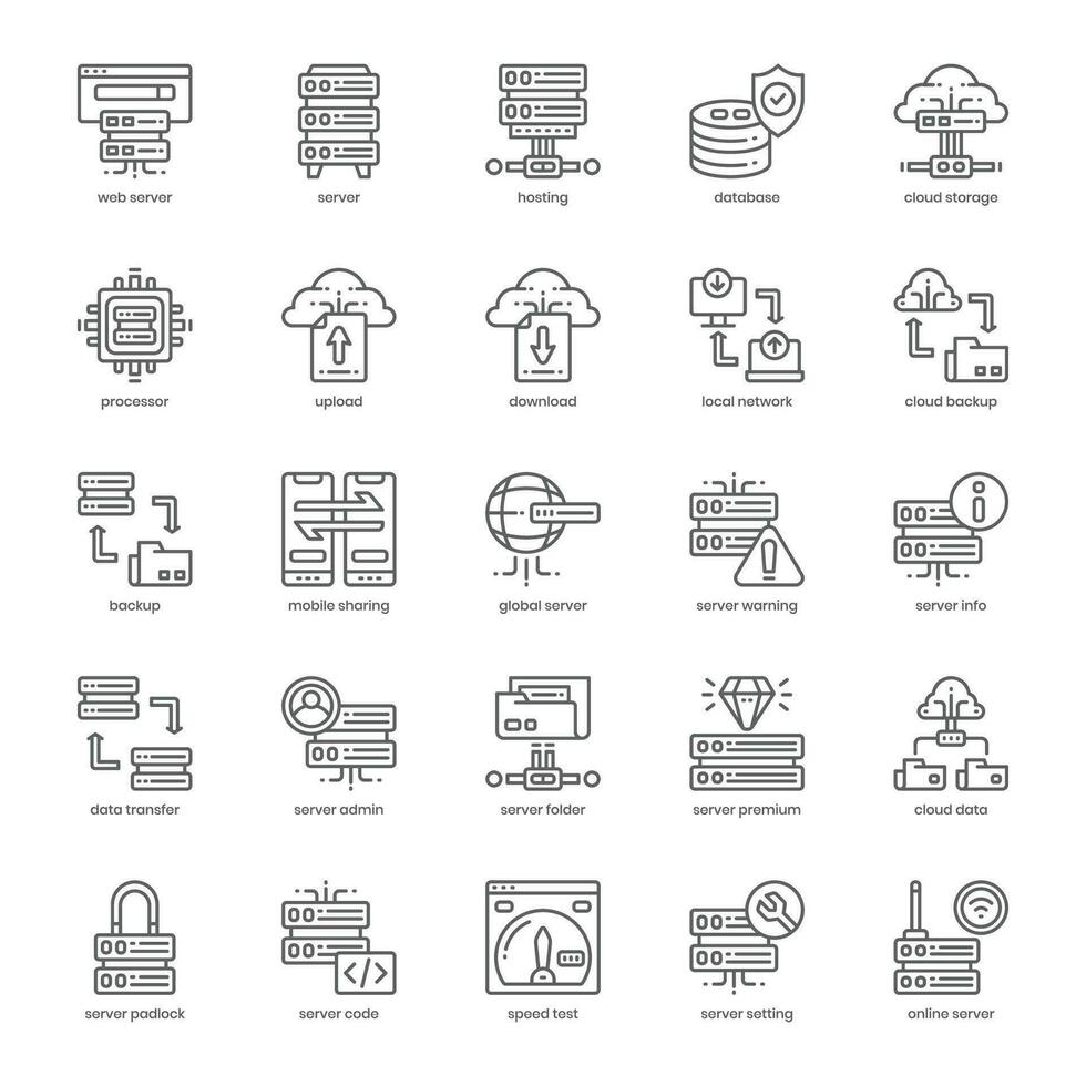 Web Server icon pack for your website design, logo, app, and user interface. Web Server icon outline design. Vector graphics illustration and editable stroke.