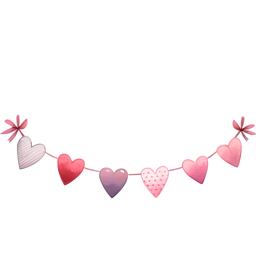 AI generated Valentine's day banner with hearts and garlands png