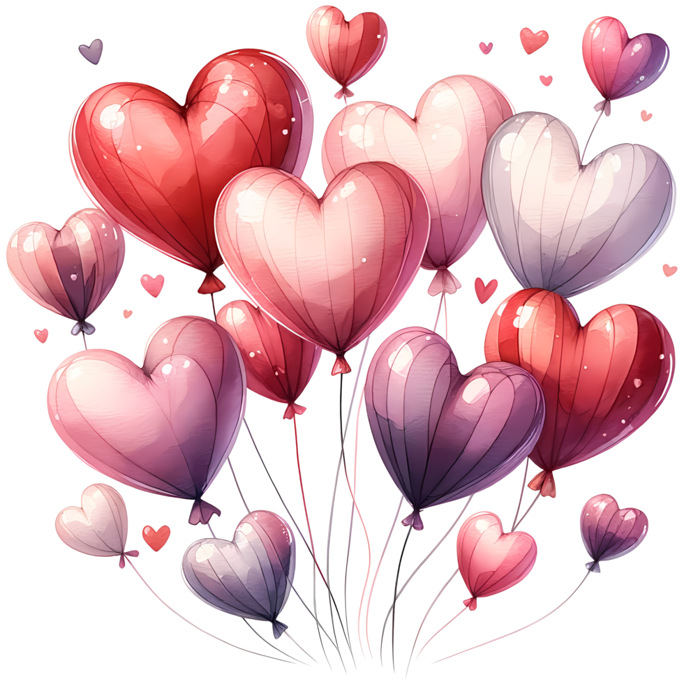 AI generated Valentine's day background with heart-shaped balloons. Vector illustration. png