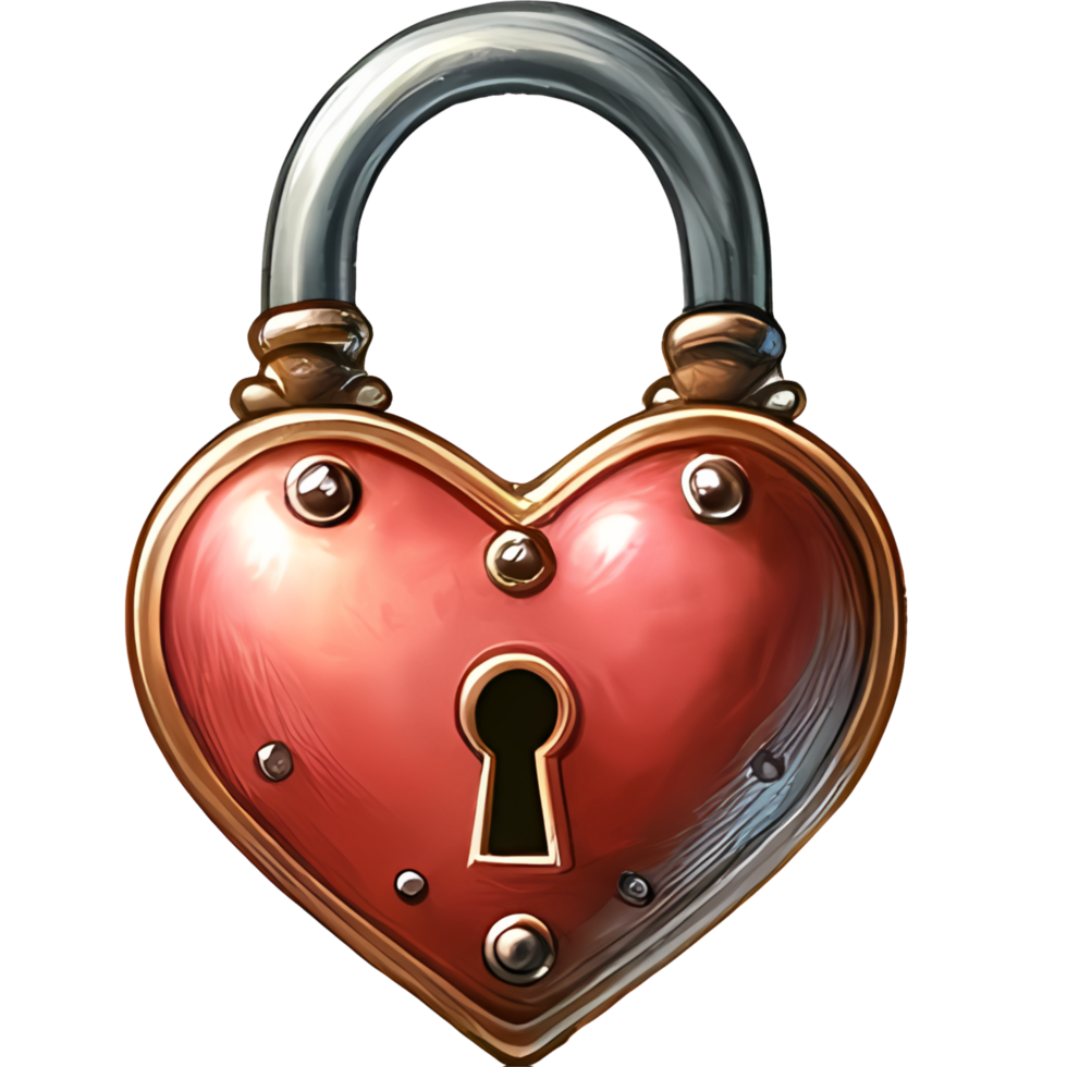 AI generated Heart-shaped padlock in the shape of a heart Valentine's Day Clipart png