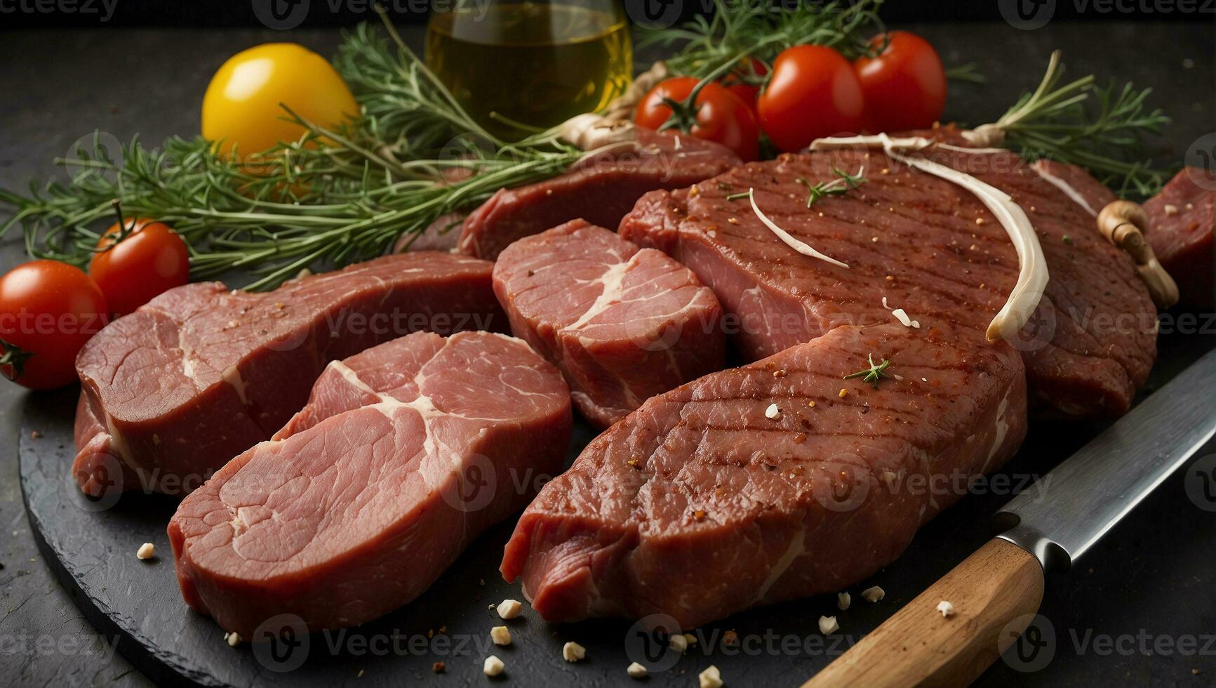 AI generated raw beef steak photo