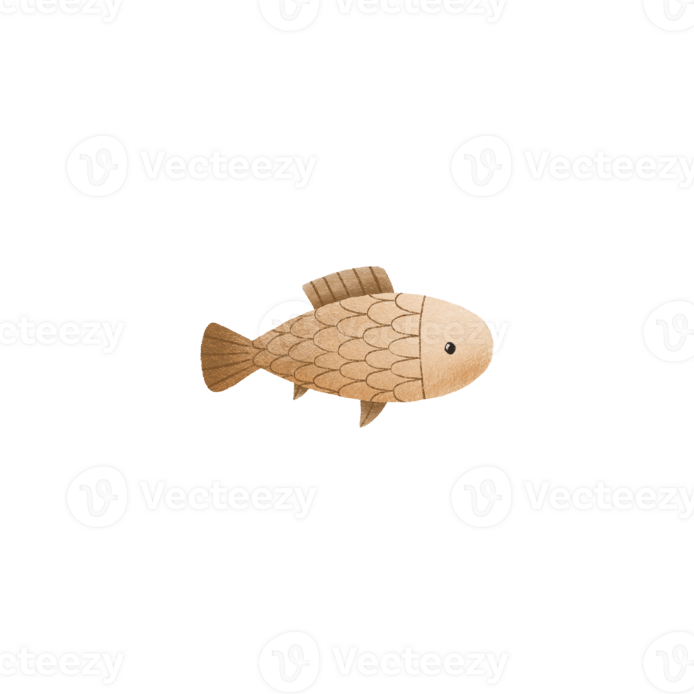 Freshwater fish illustration. Isolated object. Aquarium simple fish. Undersea world. Marine tertiary consumer illustration. Doodle cartoon marine life objects png