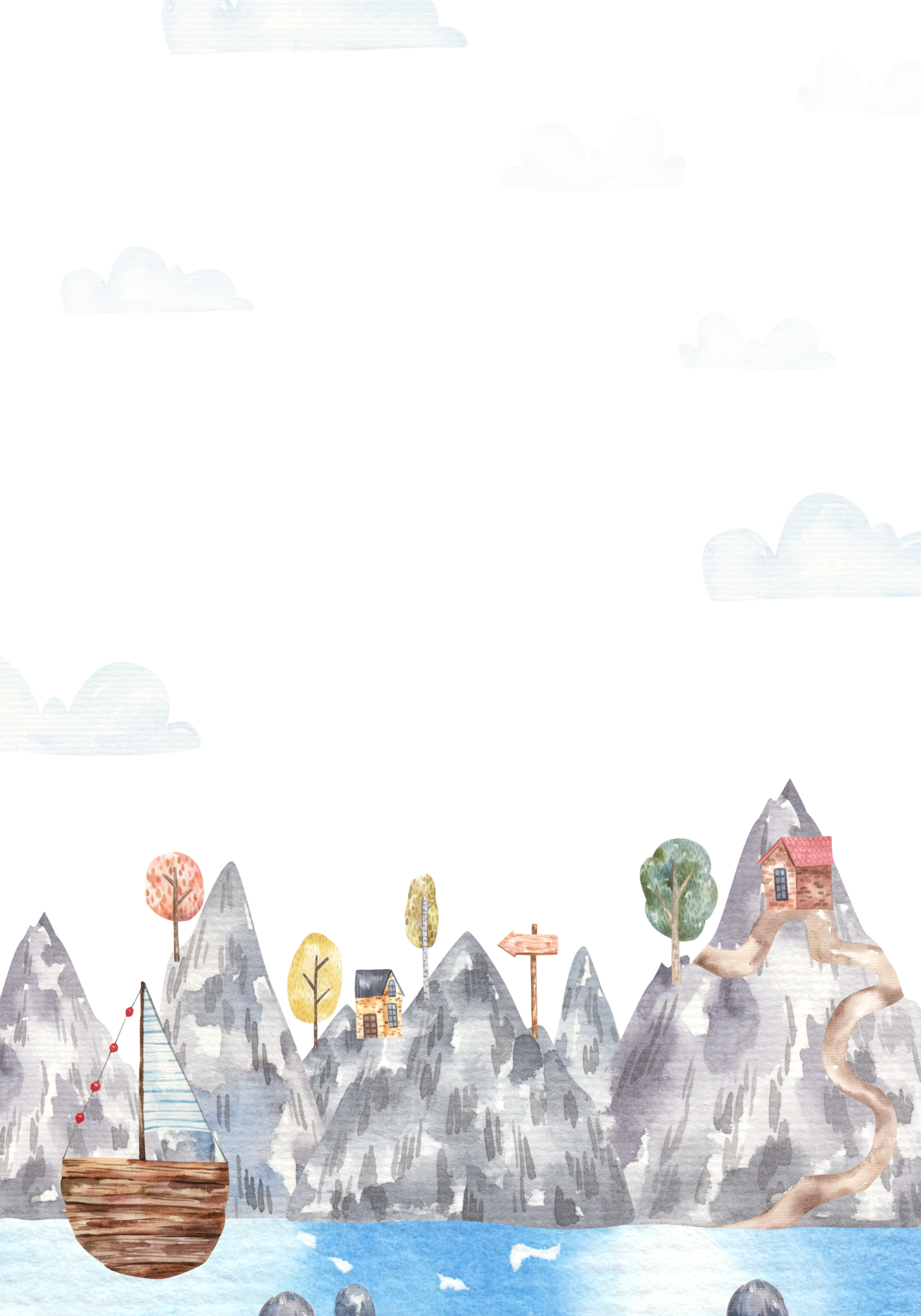 Invitation Card For Children s Party Landscape With Sea And Mountains invitation-card-for-children-s-party-landscape-with-sea-and-mountains