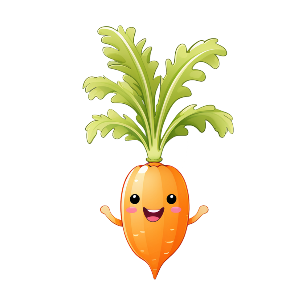 AI generated kawaii illustration of smiling carrot expression png
