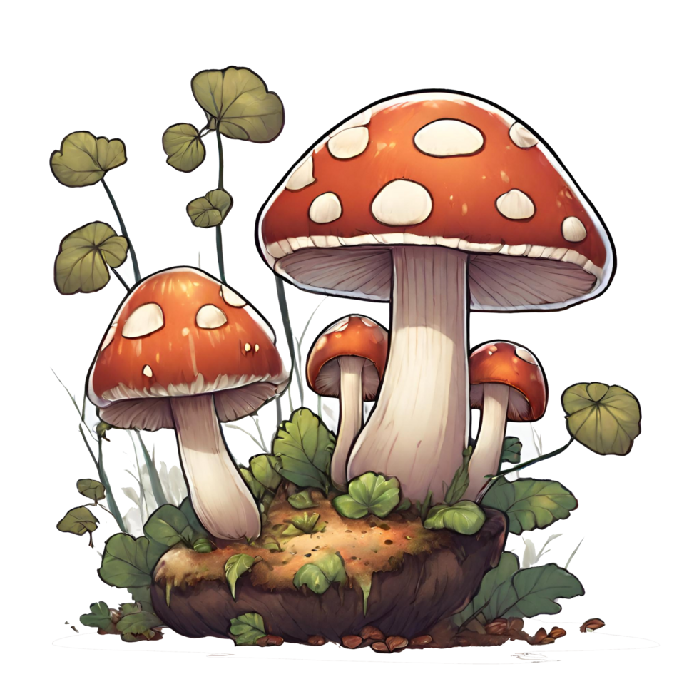 ai gegenereerd illustratie van champignons groeit overvloedig png