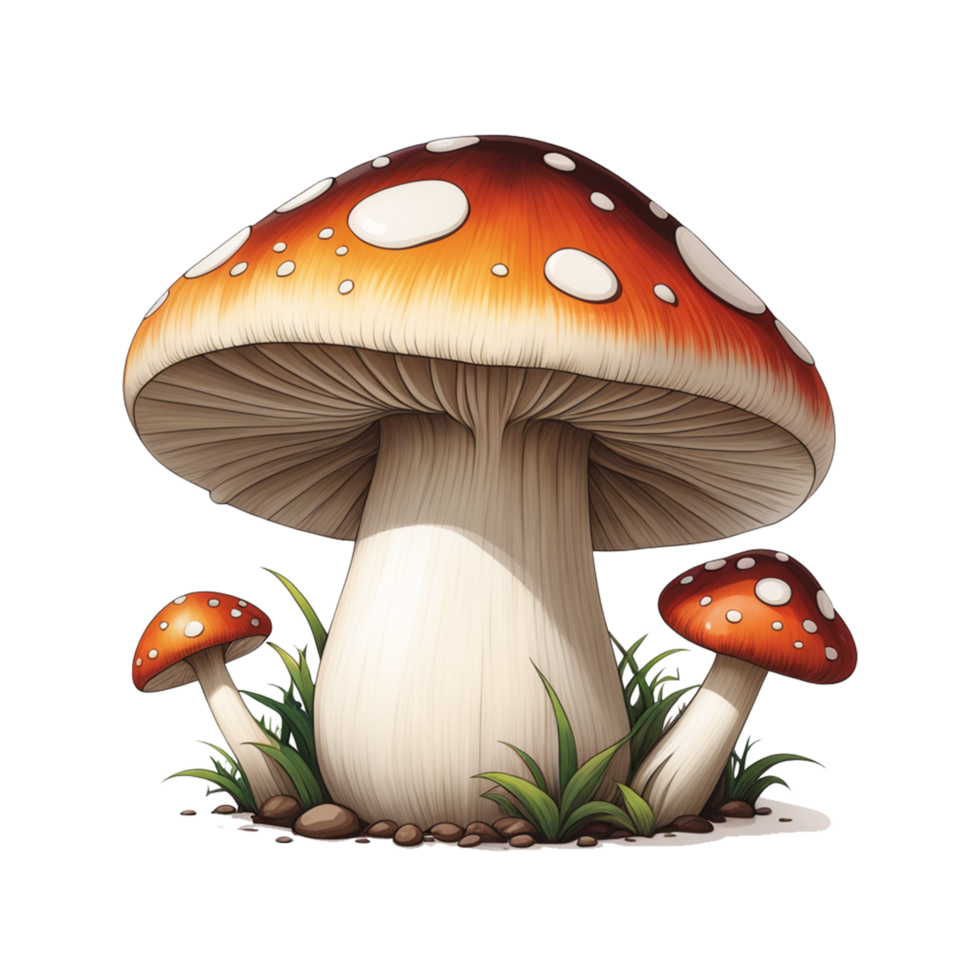 AI generated illustration of mushrooms growing abundantly png