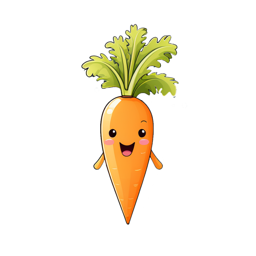 AI generated kawaii illustration of smiling carrot expression png