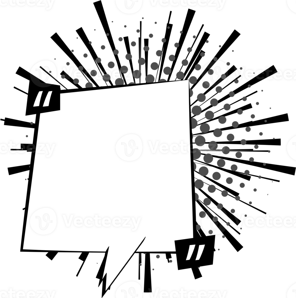 Black and white Pop art polka dots halftone speech bubble balloon with quotation marks icon sticker memo keyword planner text box banner, flat png transparent element design