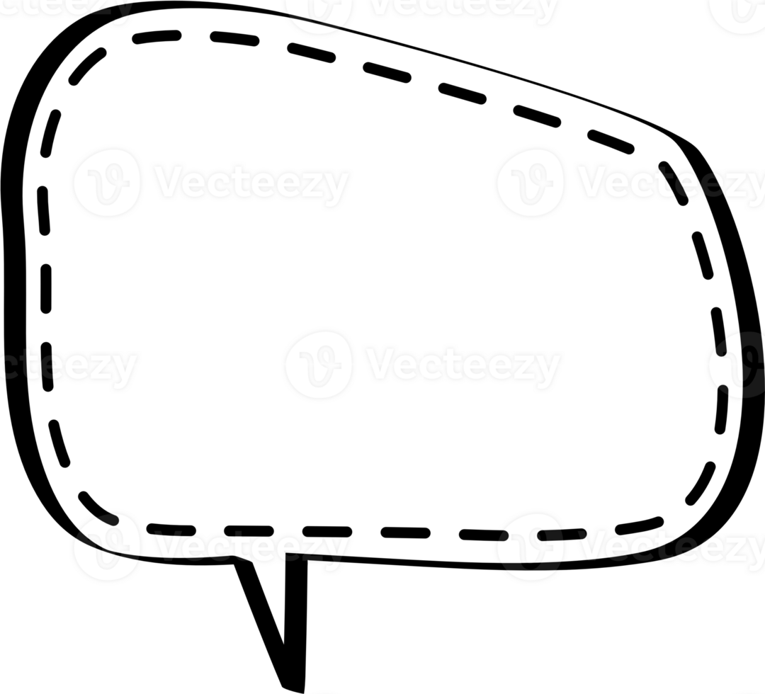 Dashed line Black and white speech bubble balloon, icon sticker memo keyword planner text box banner, flat png transparent element design