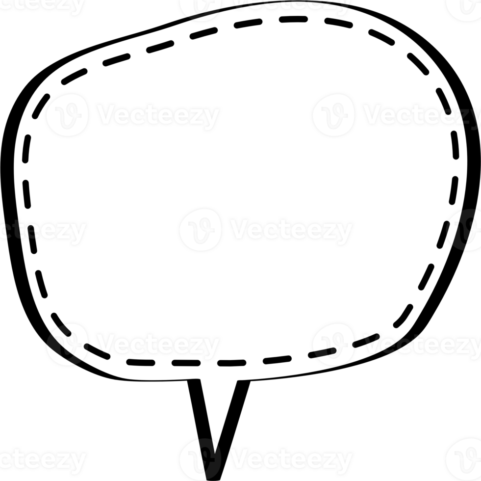 Dashed line Black and white speech bubble balloon, icon sticker memo keyword planner text box banner, flat png transparent element design