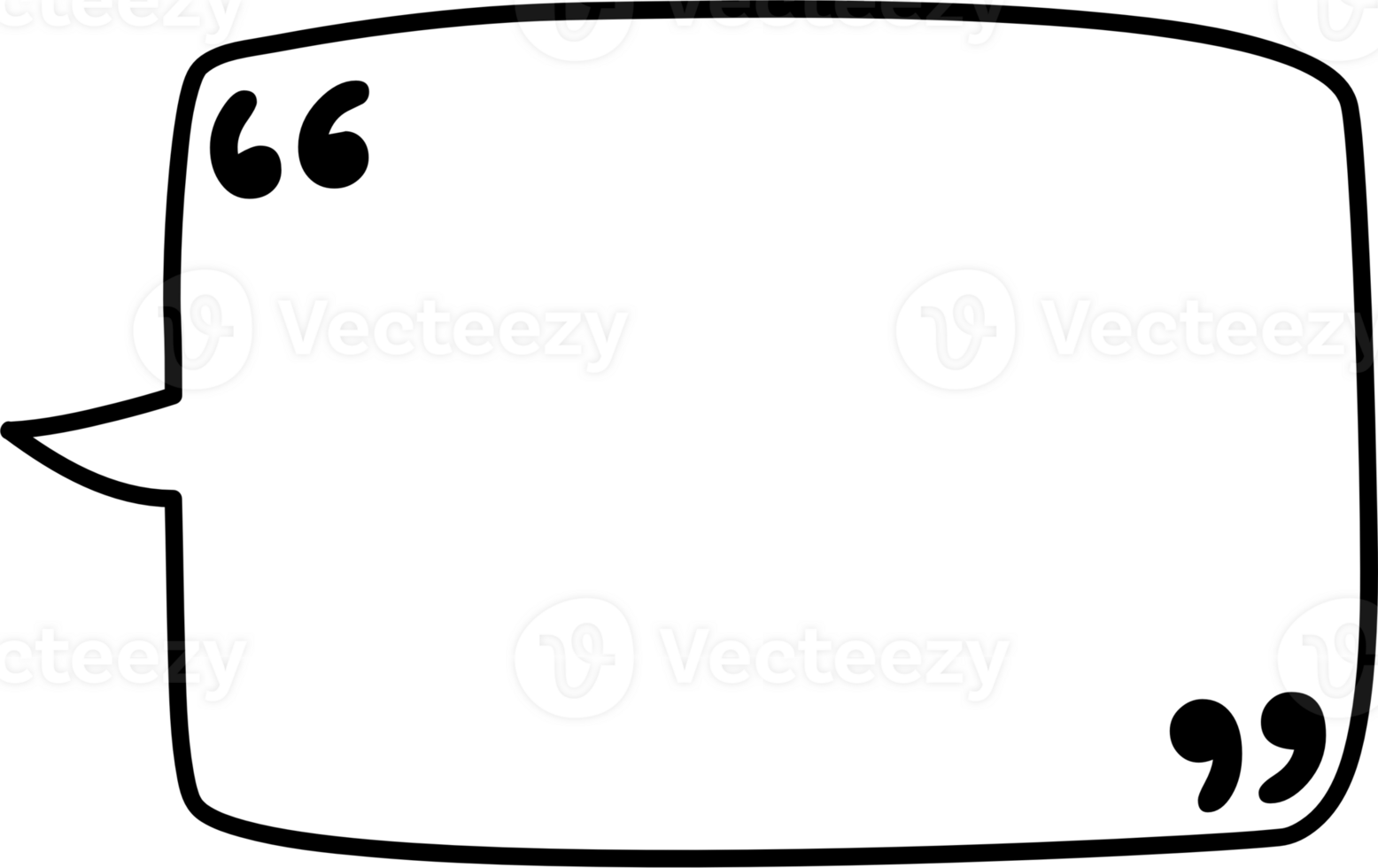 Black and white speech bubble balloon with quotation marks, icon sticker memo keyword planner text box banner, flat png transparent element design