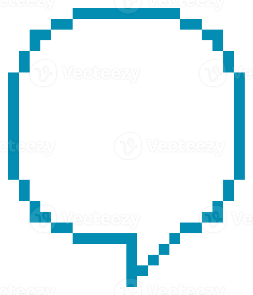blue color 8bit retro game pixel speech bubble balloon icon sticker memo keyword planner text box banner, flat png transparent element design