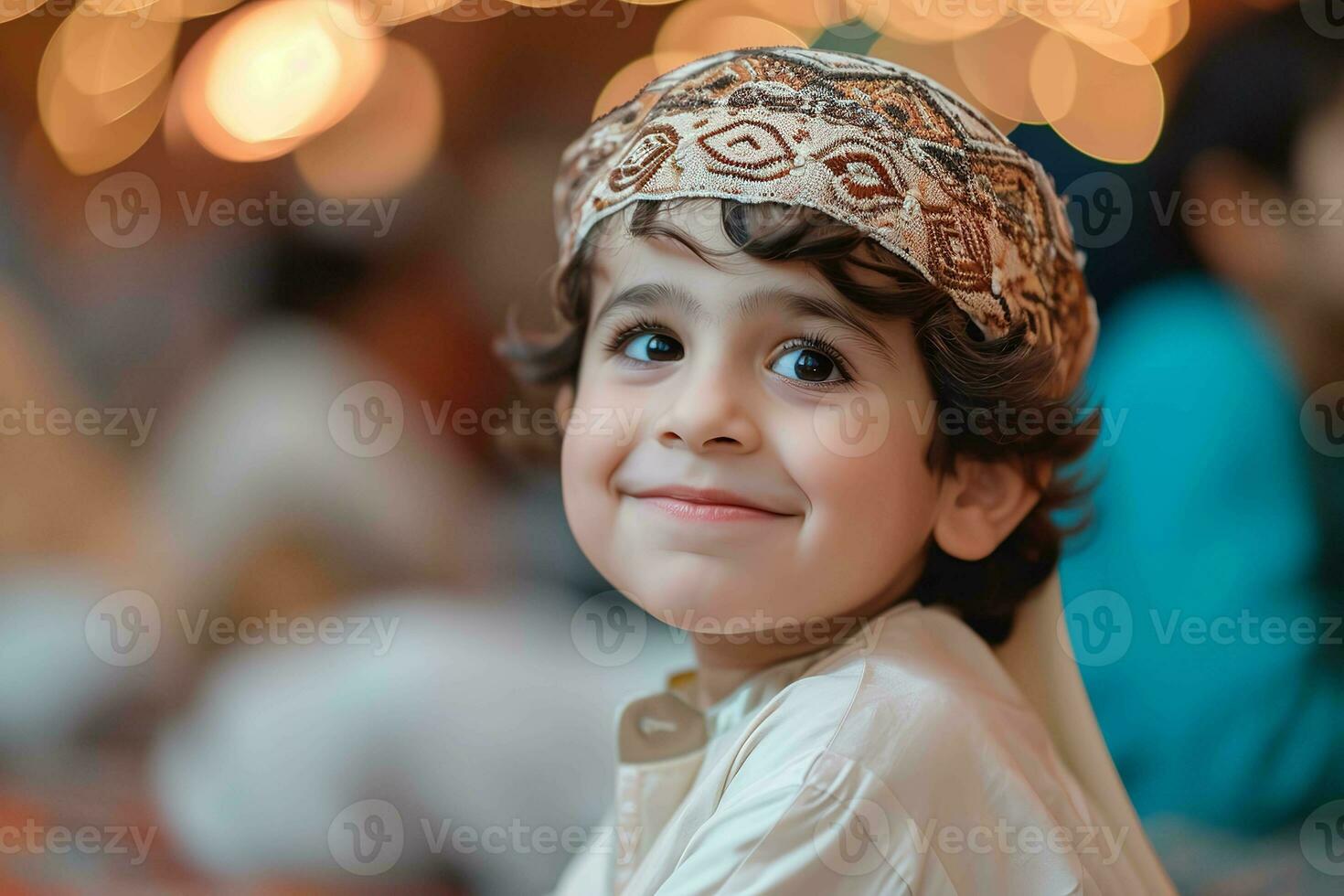 AI generated a beautiful little boy wearing traditional arabic cloth ai generative photo