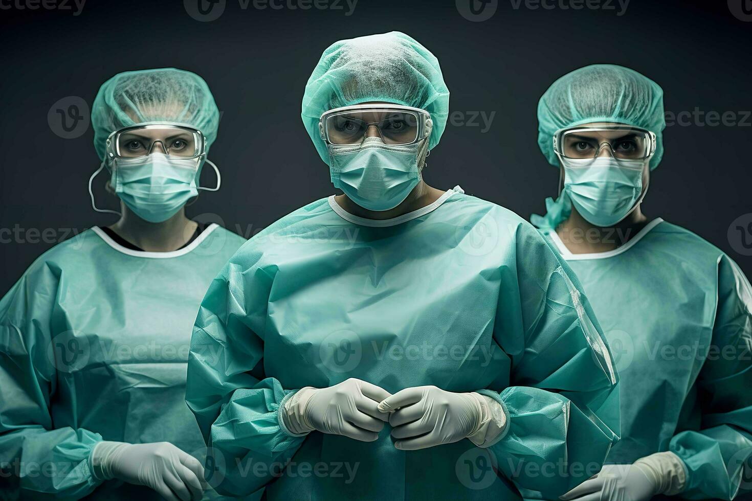 AI generated Doctors and nurses in special equipment wearing doctor clothes. generative ai photo