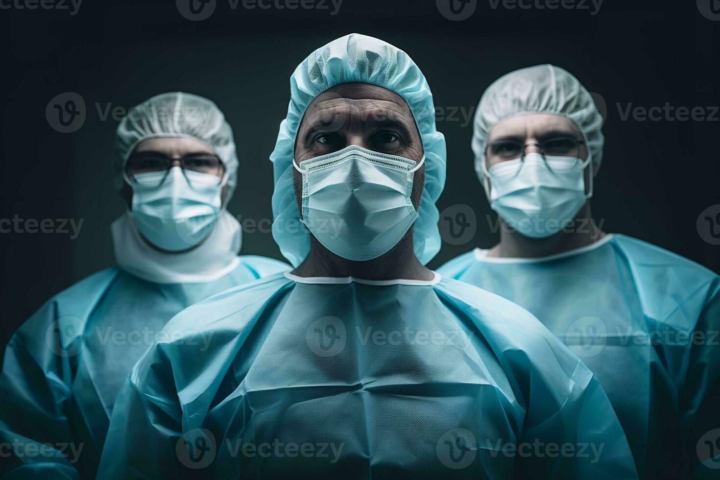 AI generated Doctors and nurses in special equipment wearing doctor clothes. generative ai photo
