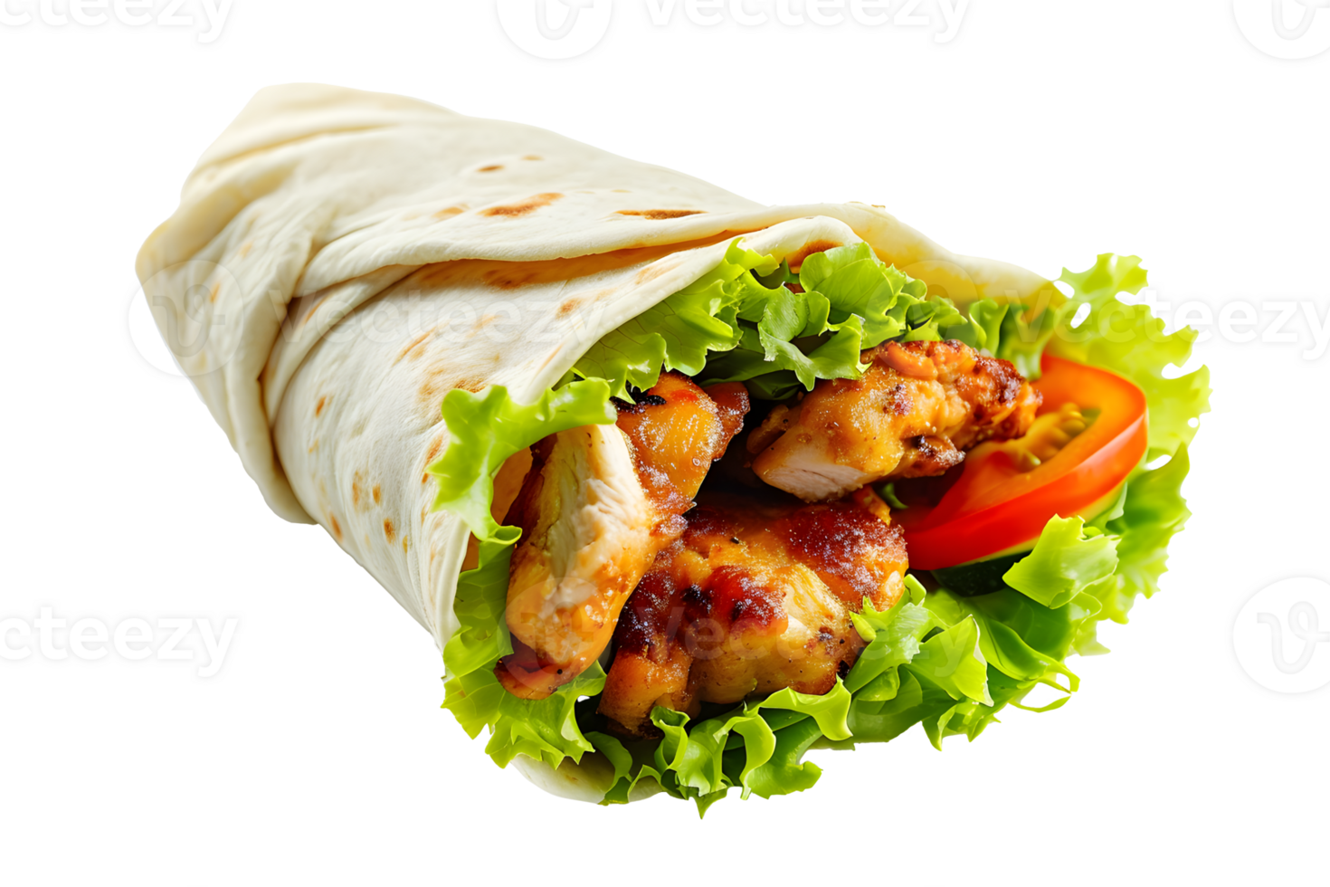AI generated chicken wrap sandwich with salad png
