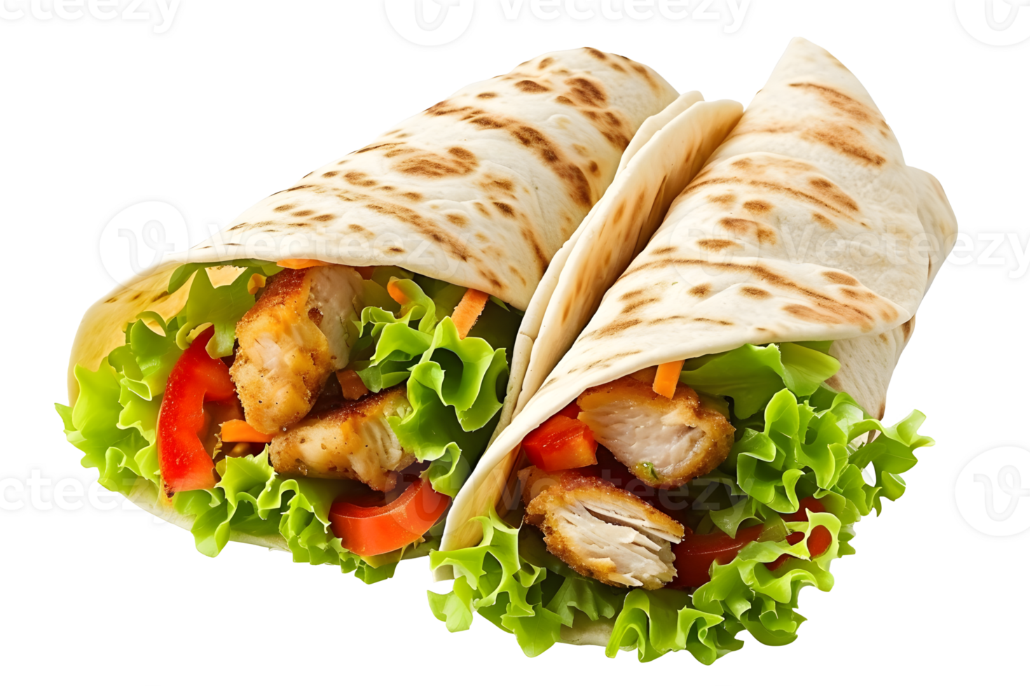 AI generated two chicken wrap sandwich with salad png