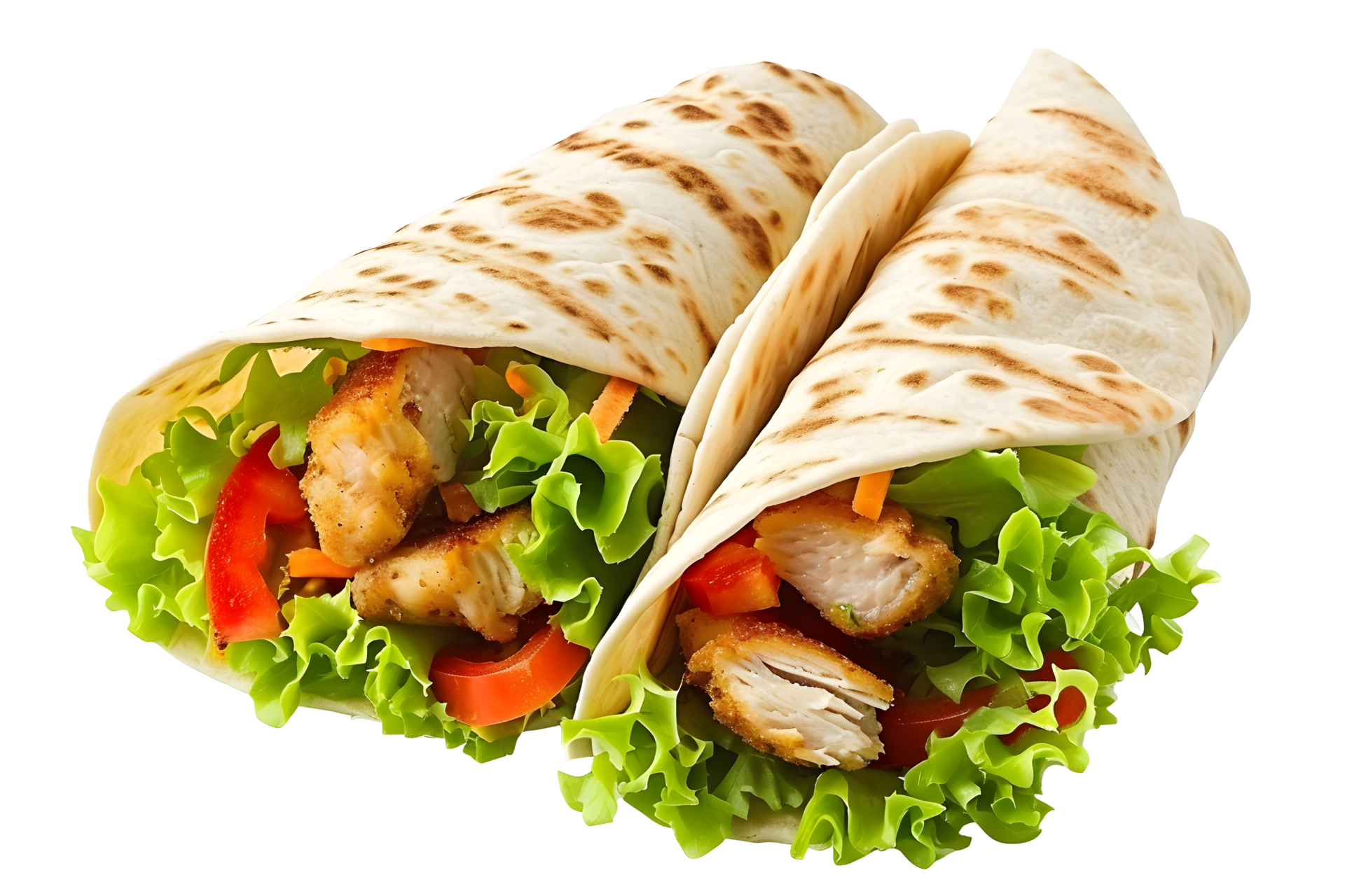 AI generated two chicken wrap sandwich with salad png 36526710 PNG