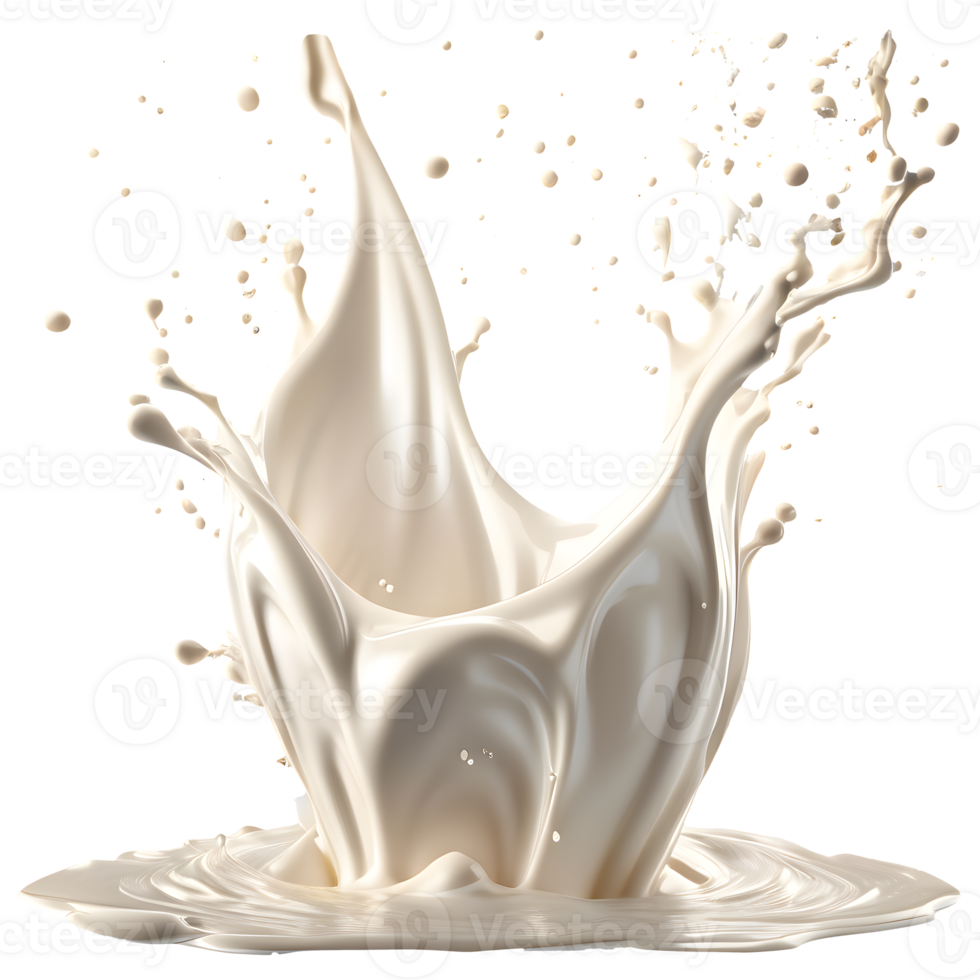 AI generated Milk splash 3d render, transparent background high quality. png
