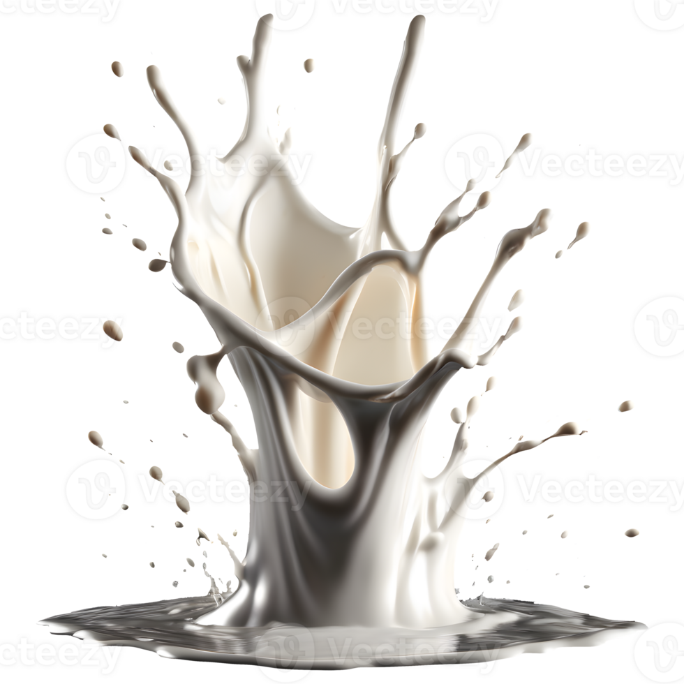AI generated Milk splash 3d render, transparent background high quality. png