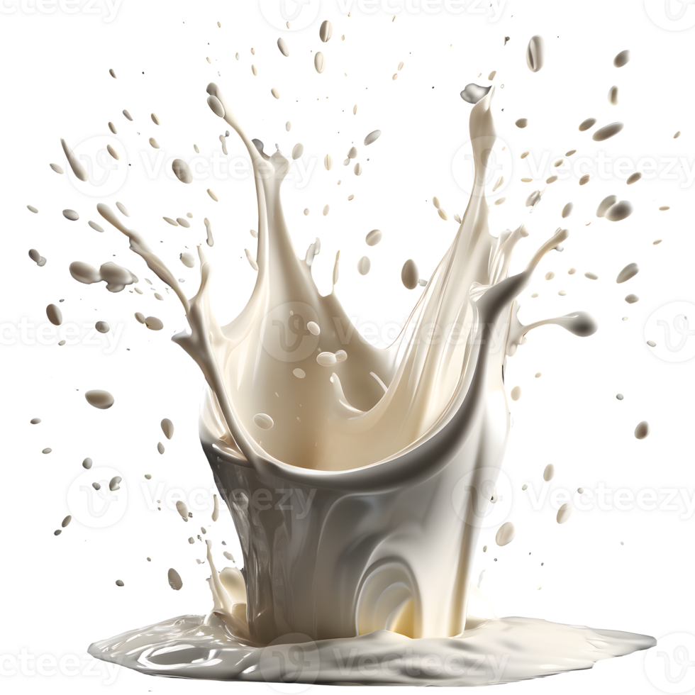 AI generated Milk splash 3d render, transparent background high quality. png