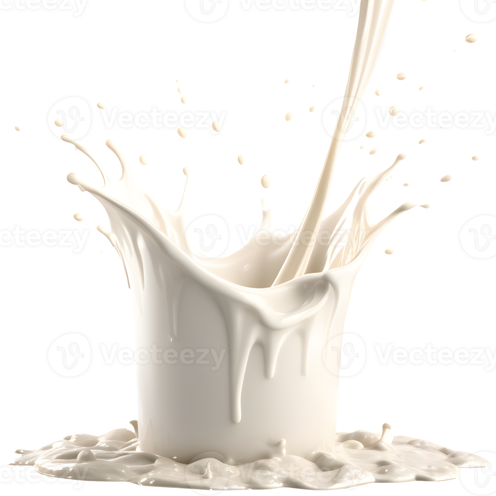 AI generated Milk splash 3d render, transparent background high quality. png