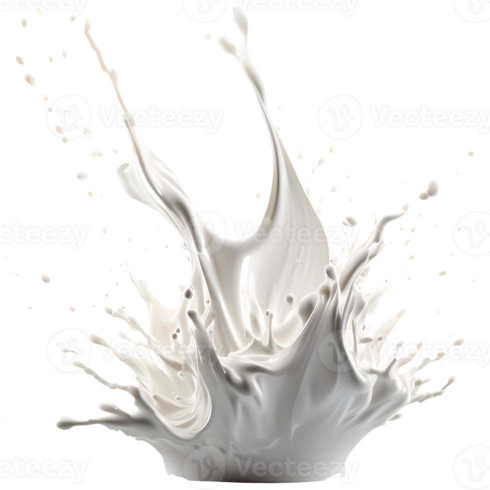 AI generated Milk splash 3d render, transparent background high quality. png