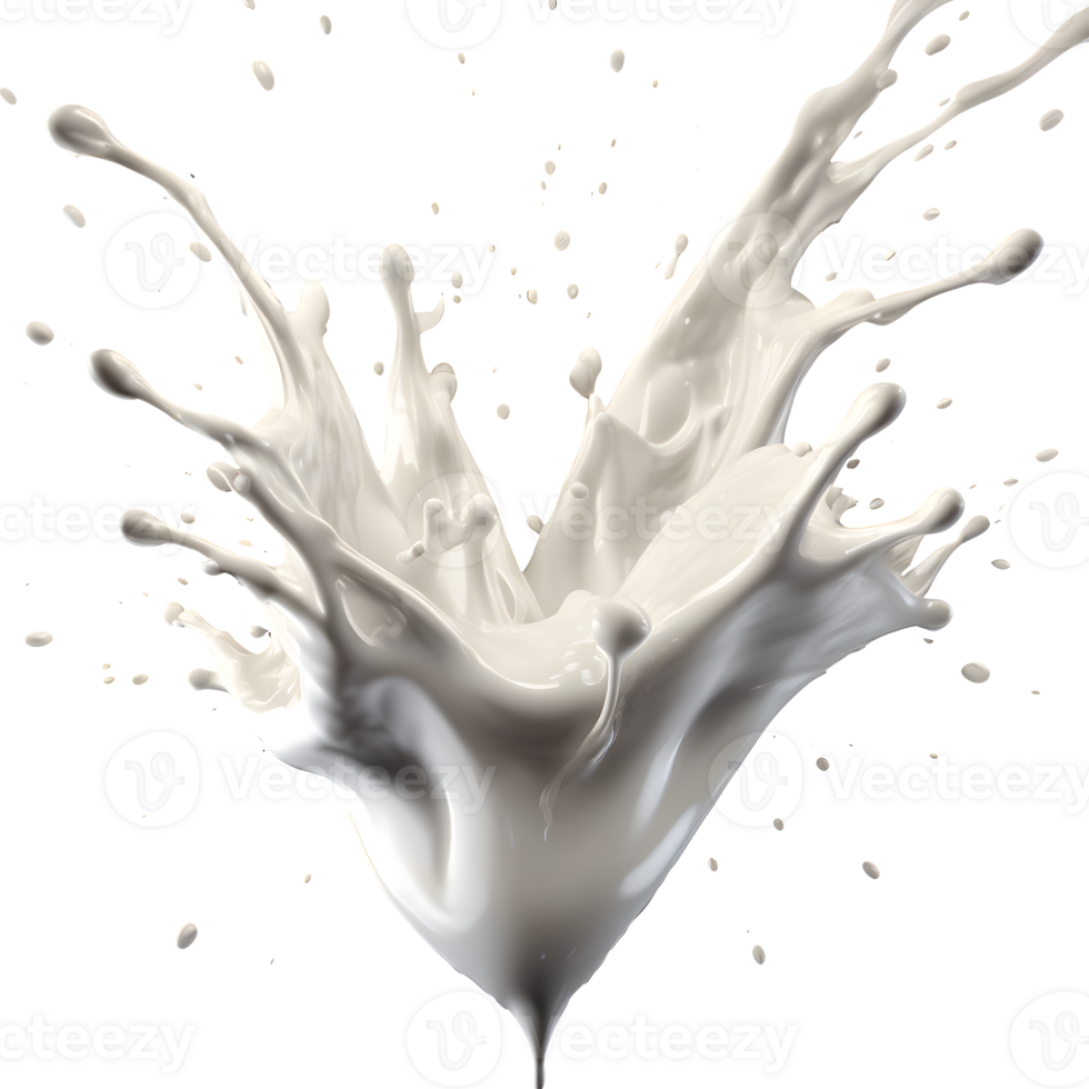 AI generated Milk splash 3d render, transparent background high quality. png