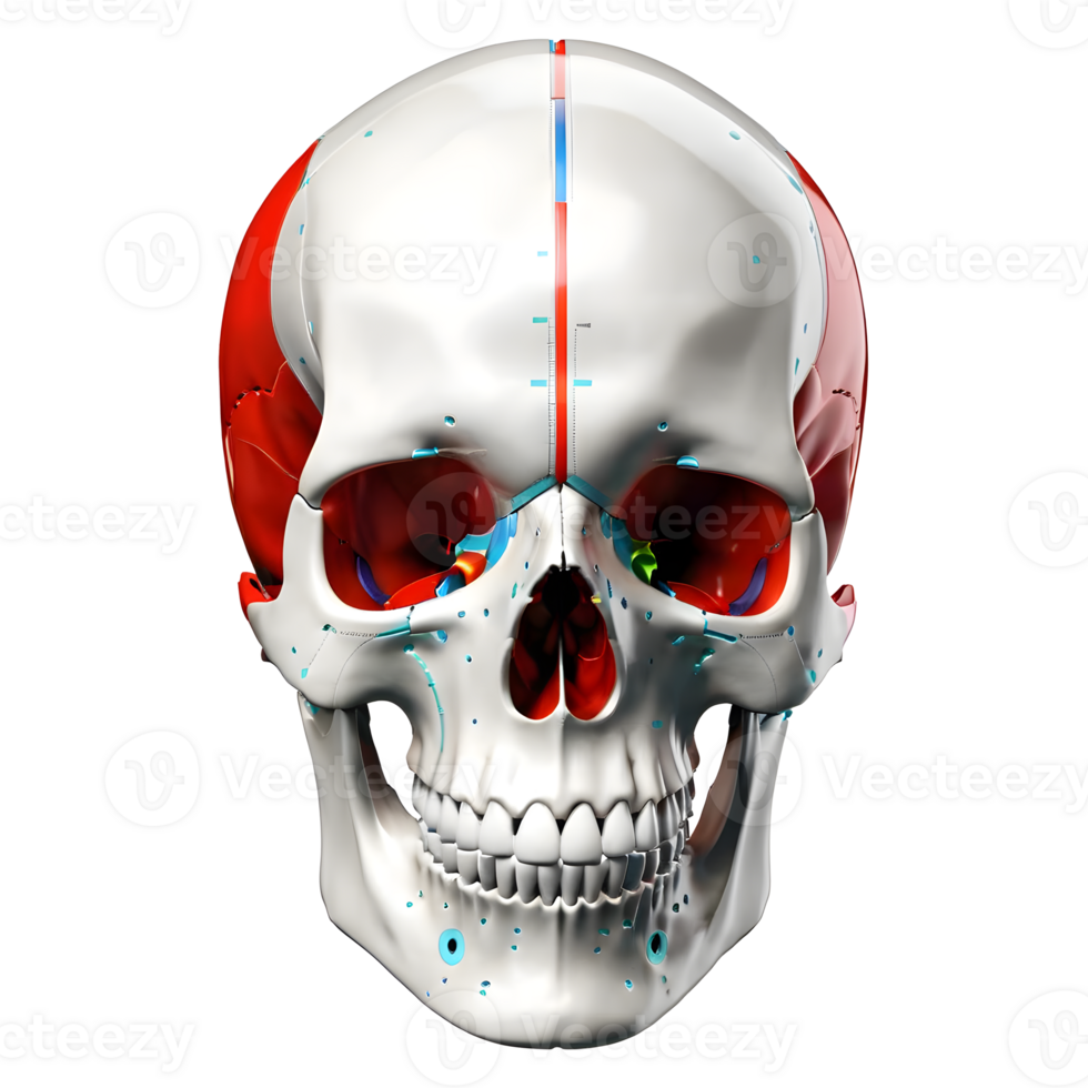 AI generated Human skull medical illustration, 3d rendering of human body png