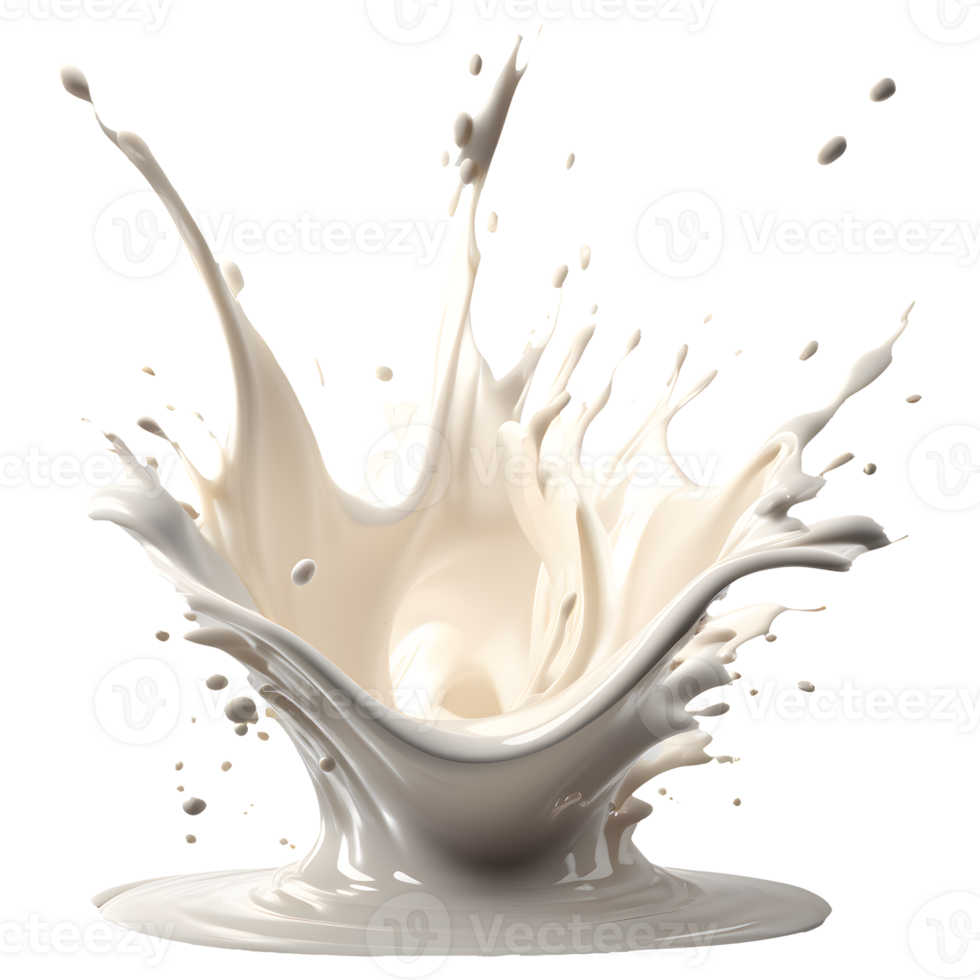 AI generated Milk splash 3d render, transparent background high quality. png