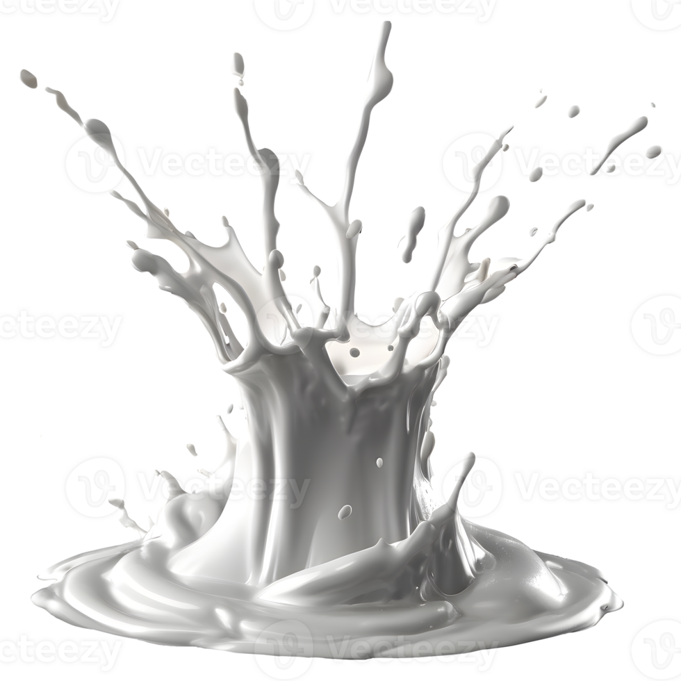 AI generated Milk splash 3d render, transparent background high quality. png