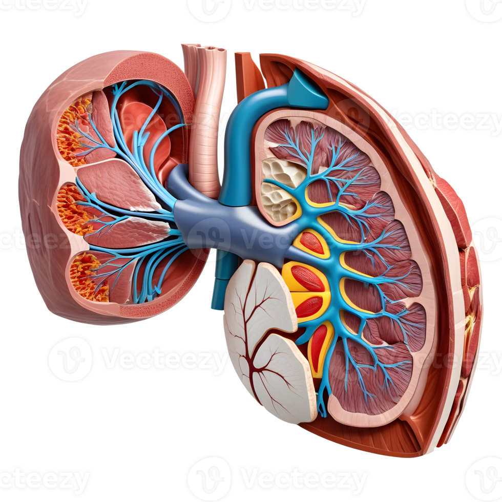 AI generated Human Liver medical illustration, 3d rendering of human body png