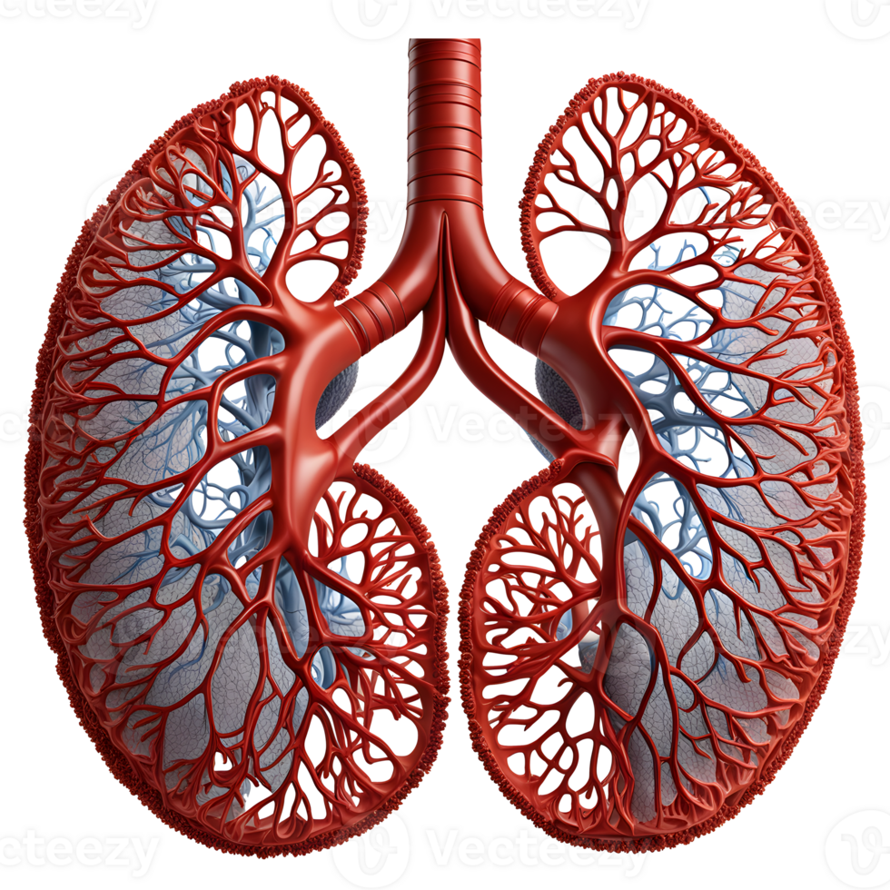 AI generated Human lungs medical illustration, 3d rendering of human body png