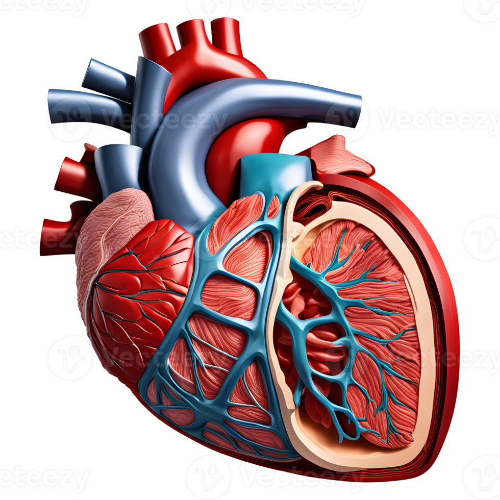 AI generated Human heart medical illustration, 3d rendering of human body png