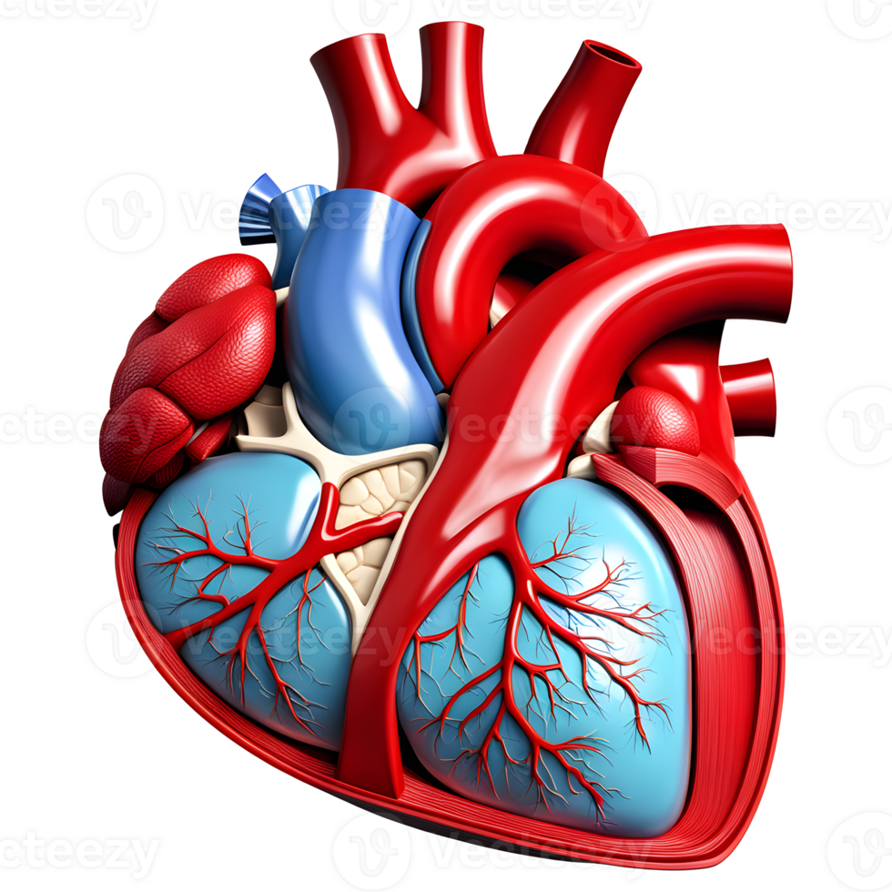 AI generated Human heart medical illustration, 3d rendering of human body png
