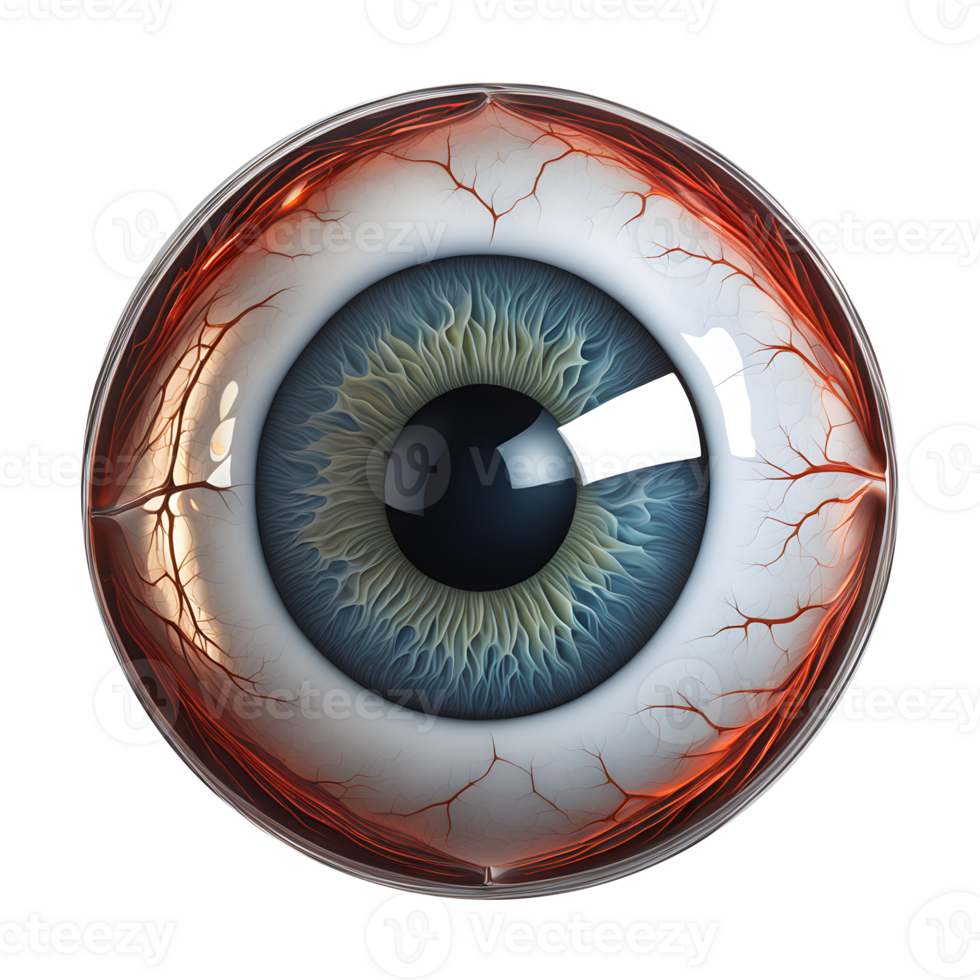 ai gegenereerd oogbol medisch illustratie, 3d renderen van menselijk lichaam png