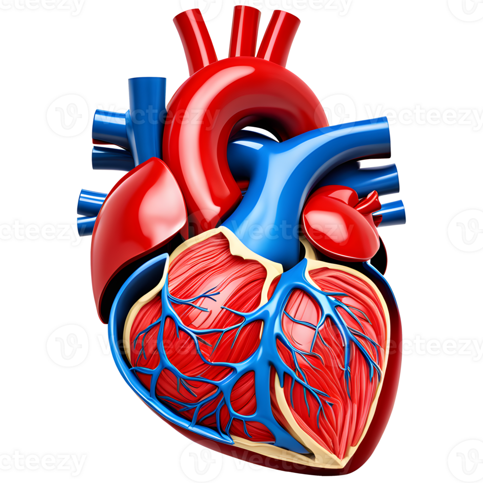 AI generated Human heart medical illustration, 3d rendering of human body png