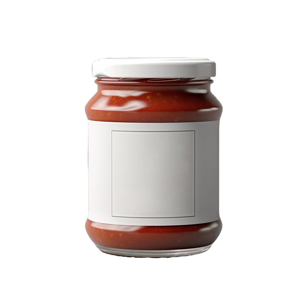 ai generado un tarro de tomate salsa en un transparente antecedentes png