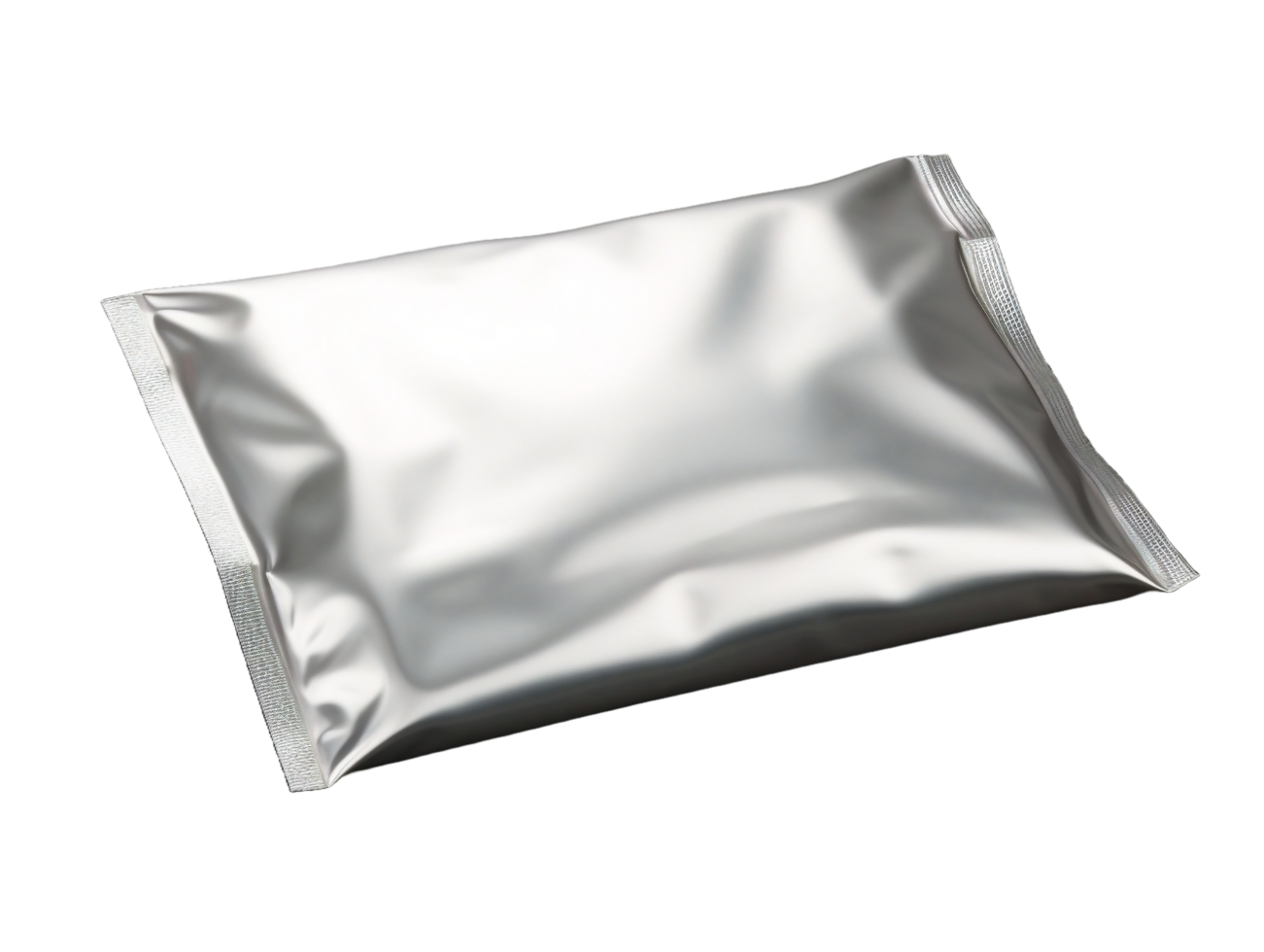 AI generated a silver foil pouch on a transparent background png