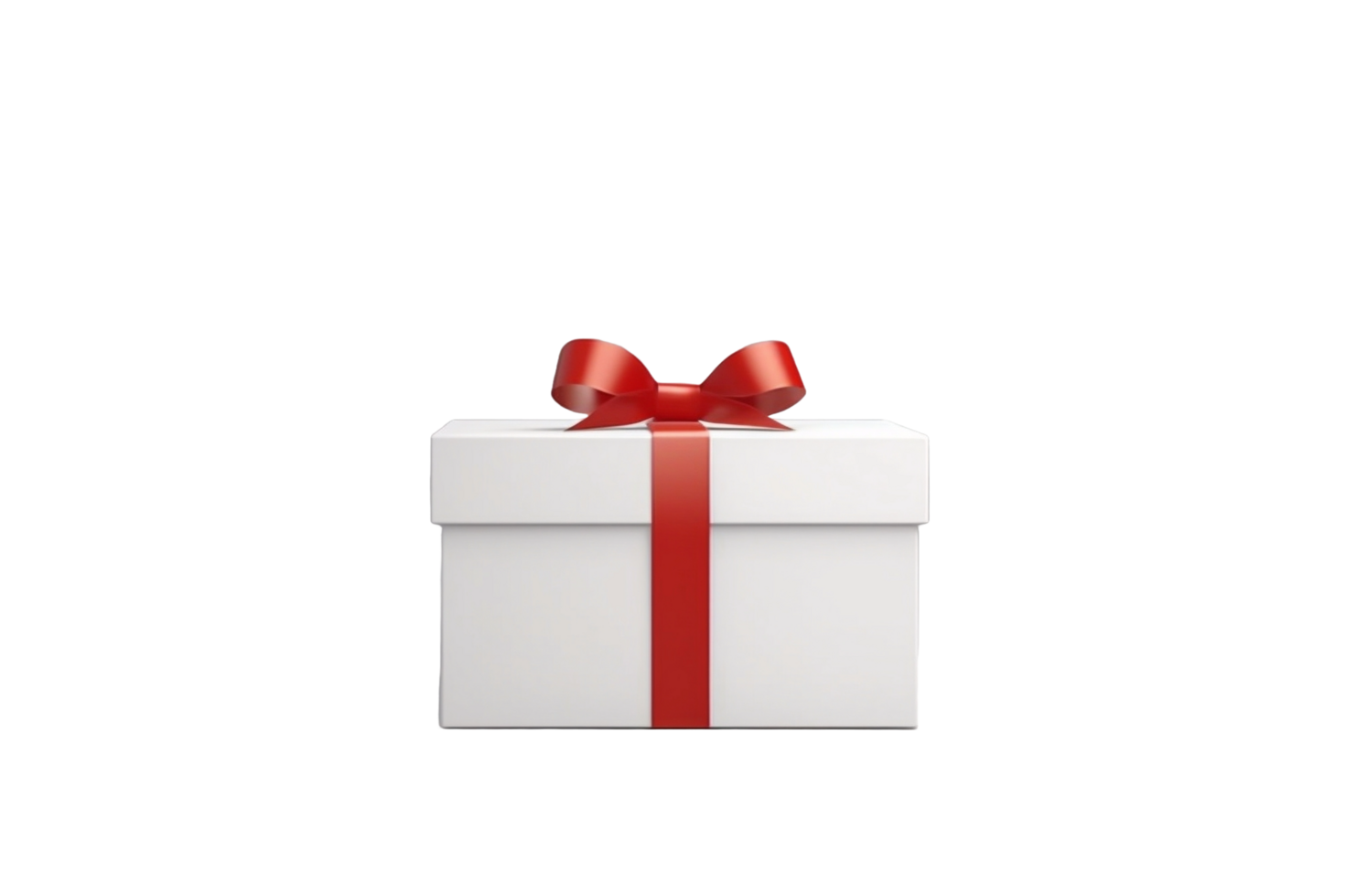 AI generated a white gift box with red ribbon on a transparent background png
