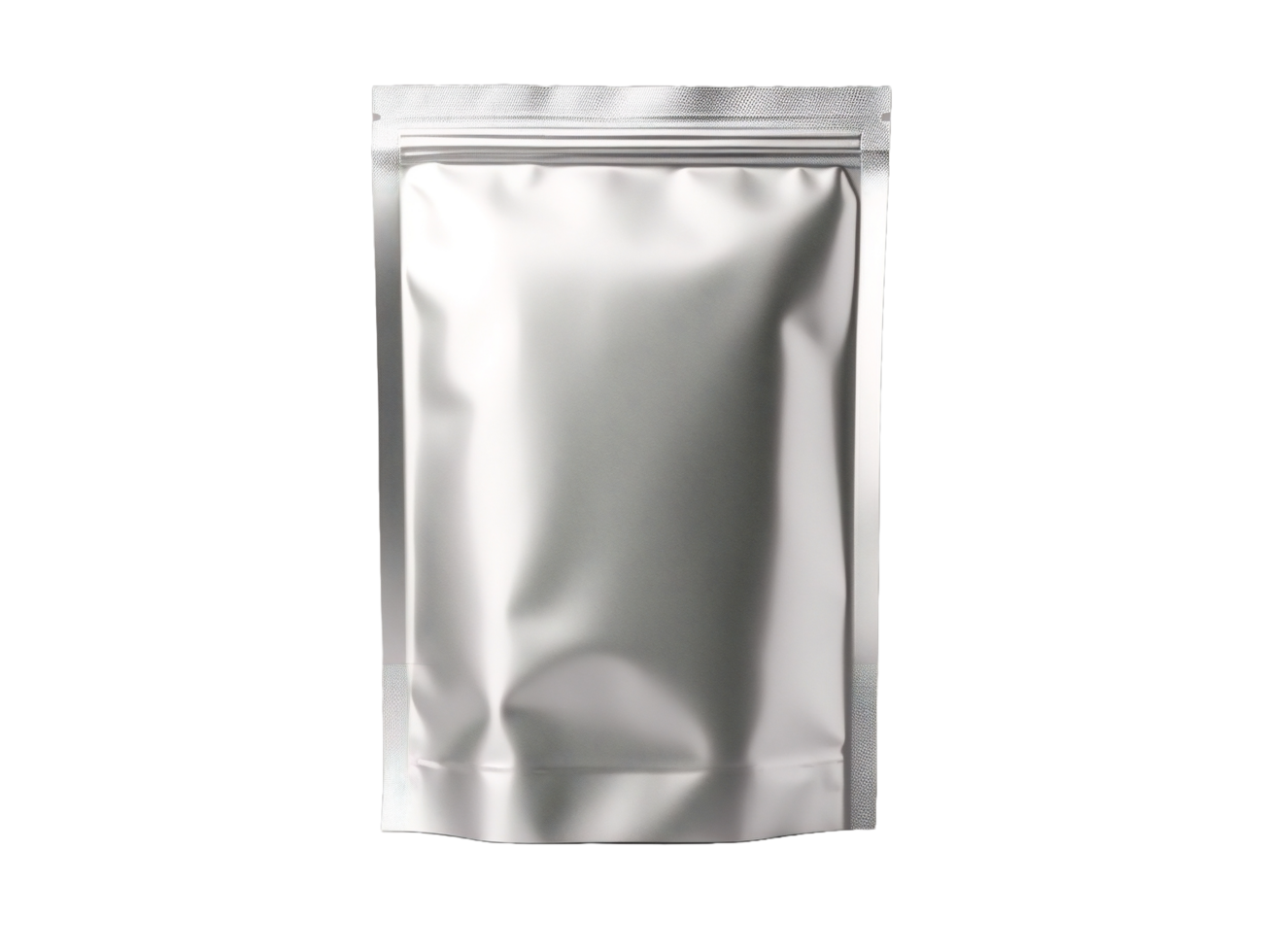 AI generated a silver foil pouch on a transparent background png