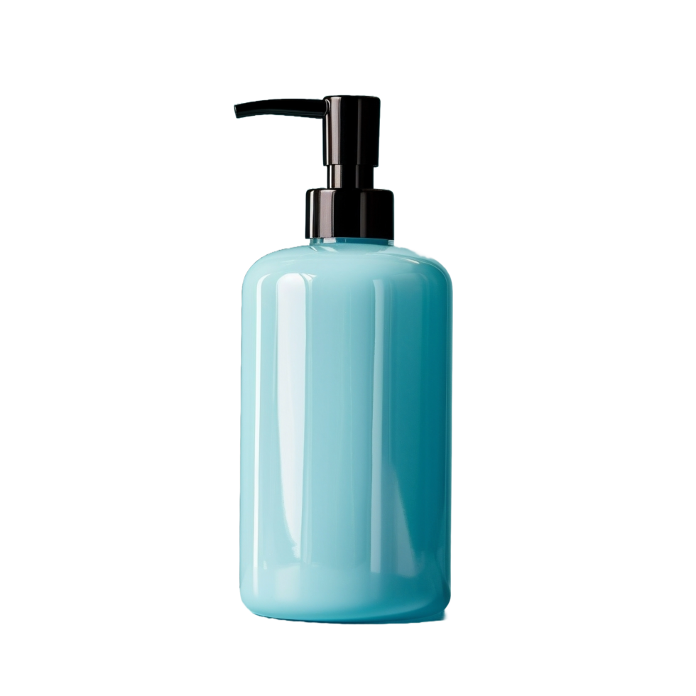 AI generated blue bottle of soap on transparent background png