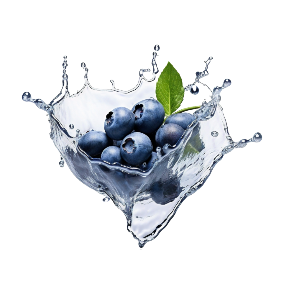 ai genererad blåbär med vatten stänk på transparent bakgrund png