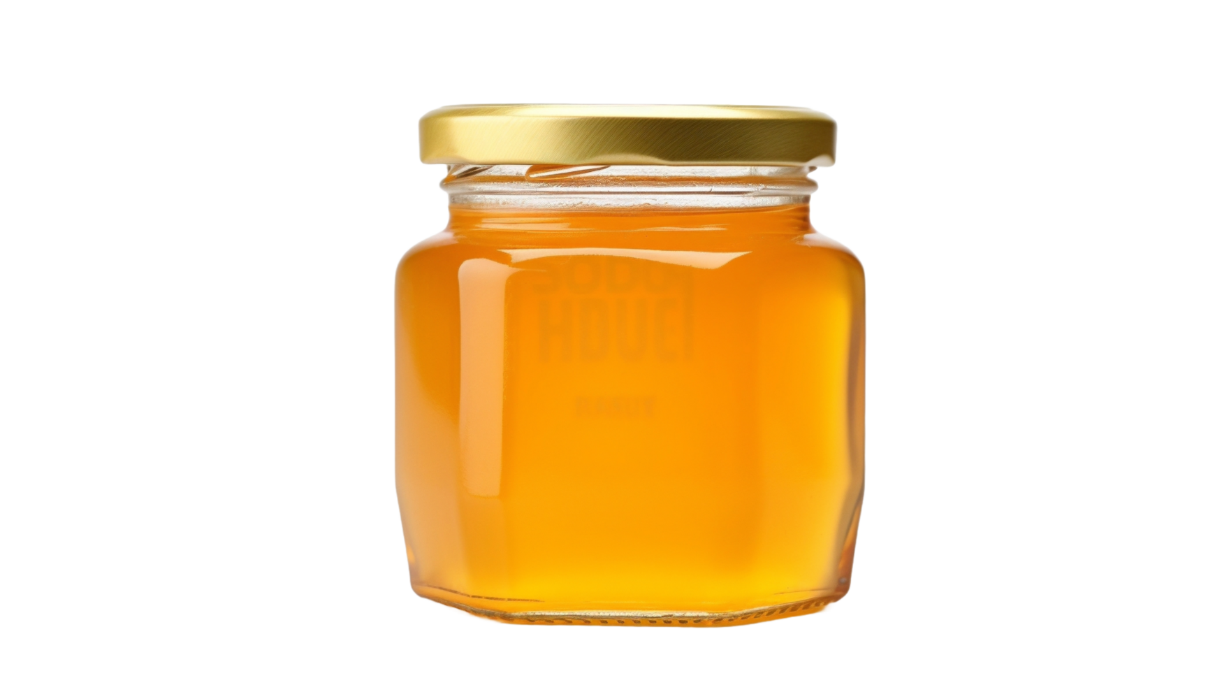 AI generated honey jar with golden lid on transparent background png
