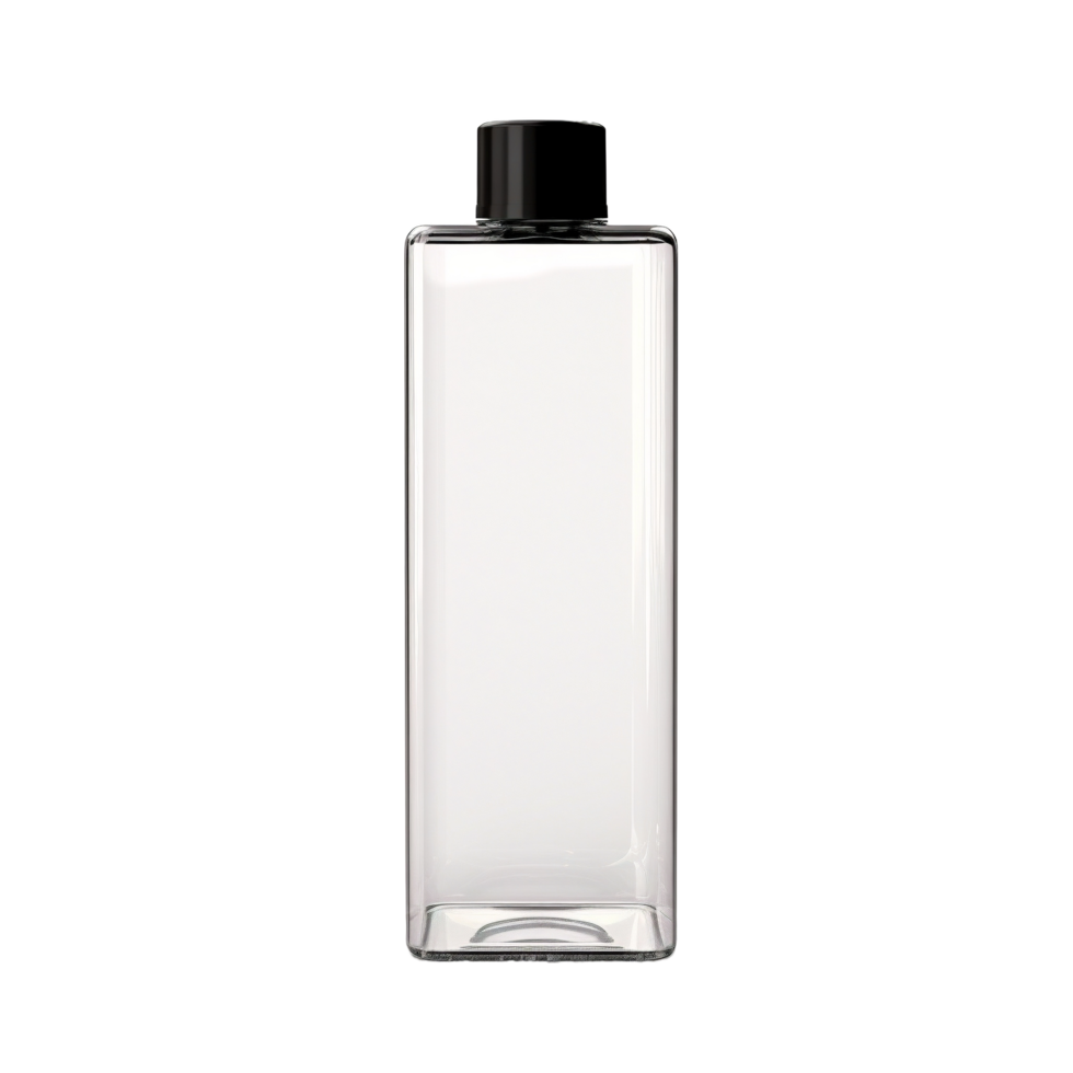 AI generated a clear plastic bottle with a black lid on a transparent background png