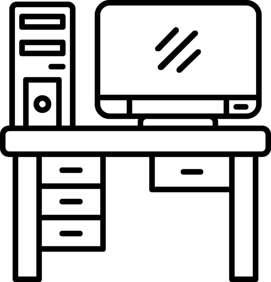 icono de línea de computadora vector