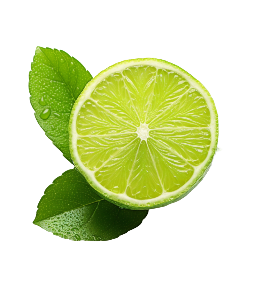 AI generated lime with mint leaves on transparent background png