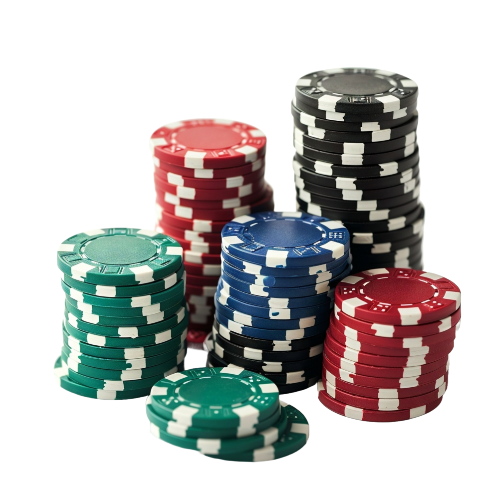 AI generated poker chips on a transparent background png